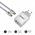 Cargador USB Subblim 18W 2.4A USB + USB-C Silver para Casa + Cable USB-C