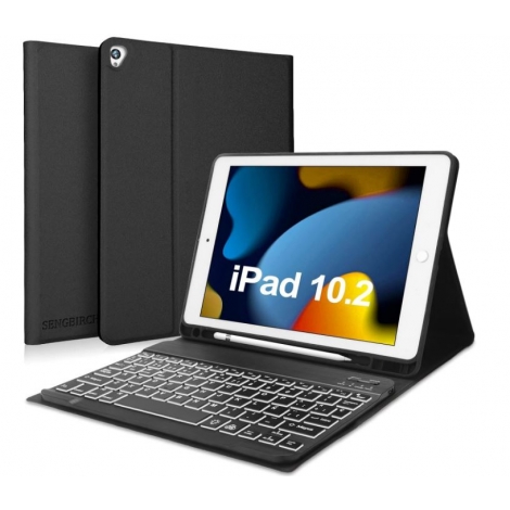 Funda Tablet HT Folio + Teclado Bluetooth Retroiluminado Black para Apple iPad (7ª GEN / 8ª GEN / 9ª GEN)