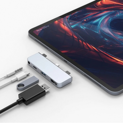 Puerto Replicador USB-C Hyper 4 EN 1 para iPad PRO / AIR / Mini Silver