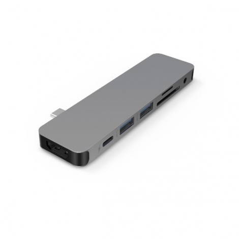 Puerto Replicador USB-C Hyper HDMI + USB + USB-C + Jack + SD + Micro SD Space Gray