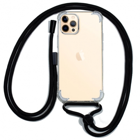 Funda Movil Back Cover Cool Silicona Transparente + Cordon Black iPhone 12 PRO MAX