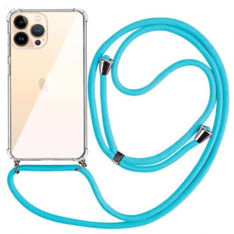 Funda Movil Back Cover Cool Silicona Transparente + Cordon Blue iPhone 13 PRO MAX