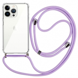 Funda Movil Back Cover Cool Silicona Transparente + Cordon Purple iPhone 13 PRO