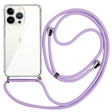 Funda Movil Back Cover Cool Silicona Transparente + Cordon Purple iPhone 13 PRO