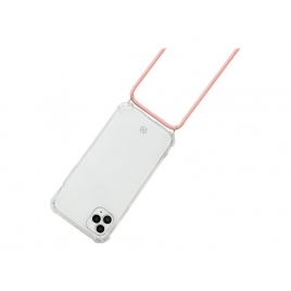 Funda Movil Back Cover Celly Silicona Transparente + Cordon Pink iPhone 11 PRO MAX