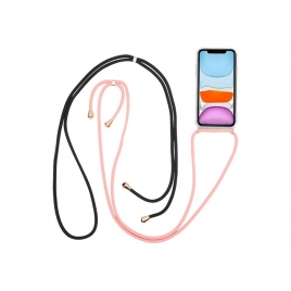 Funda Movil Back Cover Celly Silicona Transparente + Cordon Pink iPhone 11 PRO MAX