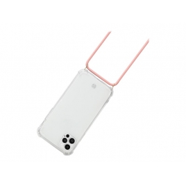 Funda Movil Back Cover Celly Silicona Transparente + Cordon Pink iPhone 12 / 12 PRO