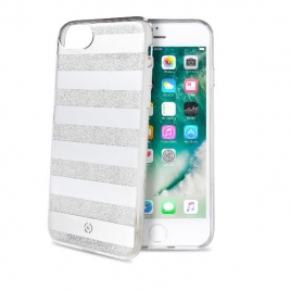 Funda Movil Back Cover Celly Stripes White/Silver iPhone 6 / 7 / 8 / se