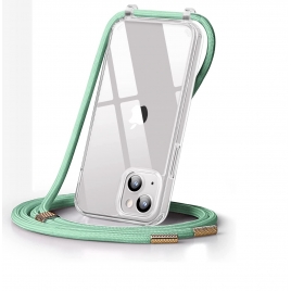 Funda Movil Back Cover HT Silicona Transparente + Cordon Green iPhone 13