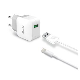 Cargador USB Celly Turbo 2.4A + Cable Lightning para Casa