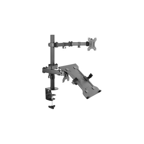 Soporte Monitor Escritorio Equip 2 Brazos 13-37" Vesa 75/100 Montaje Pinza + Soporte Laptop