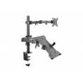 Soporte Monitor Escritorio Equip 2 Brazos 13-37" Vesa 75/100 Montaje Pinza + Soporte Laptop