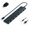HUB Conceptronic USB 7 Puertos USB con Interruptores Black + Alimentador