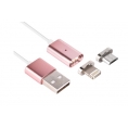 Cable Kablex USB Macho / Lightning Macho + Micro USB Conector Magnetico Rose Gold