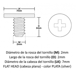 Tornillo de Ensamblaje para Portatil M 2X2X7 1 UD