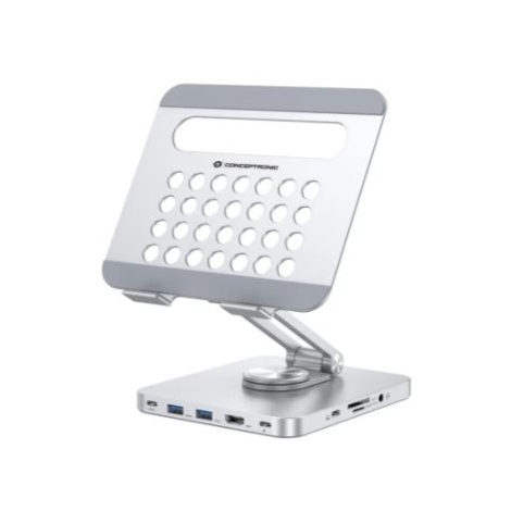 Soporte Tablet Conceptronic Silver + Puerto Replicador 8 EN 1