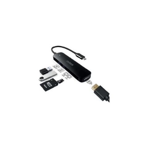 Puerto Replicador USB-C Nilox HDMI + 2Xusb 3.0 + Micro SD + SD Black