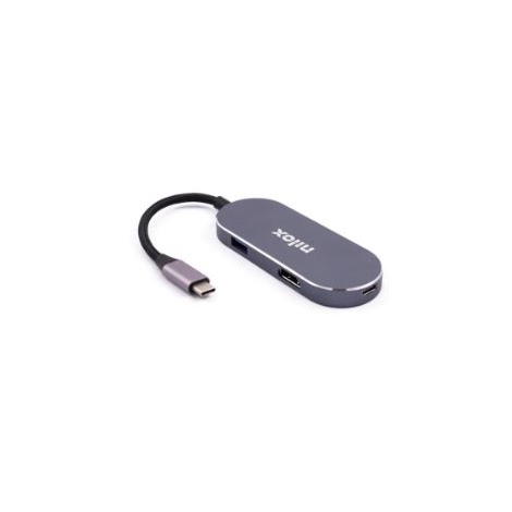 Puerto Replicador USB-C Nilox HDMI + 2Xusb 3.0 + USB-C PD 87W Grey