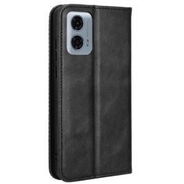 Funda Movil HT Flip Case Leather Black Motorola G34 5G