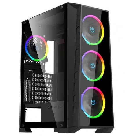 Caja Mediatorre ATX Hiditec MH12 Glass Argb Window Black