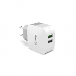 Cargador USB Celly Turbo 2Xusb 2.4A + 1A para Casa