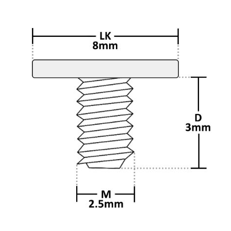 Tornillo de Ensamblaje para Portatil M 2.5X3X8 1 UD