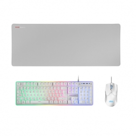 Teclado + Mouse + Alfombrilla XXL Mars Gaming Macpx H-MECH Iluminado White