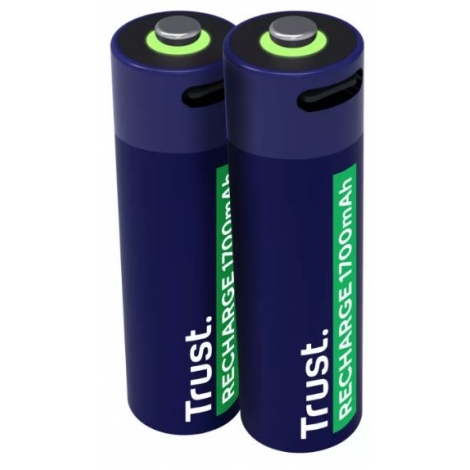 Pila Recargable Trust USB-C Tipo AA 1700MAH Pack 2