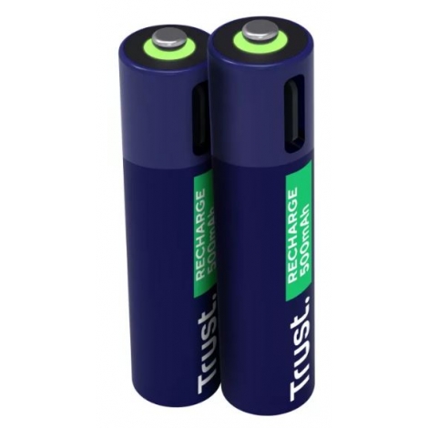 Pila Recargable Trust USB-C Tipo AAA 500MAH Pack 2