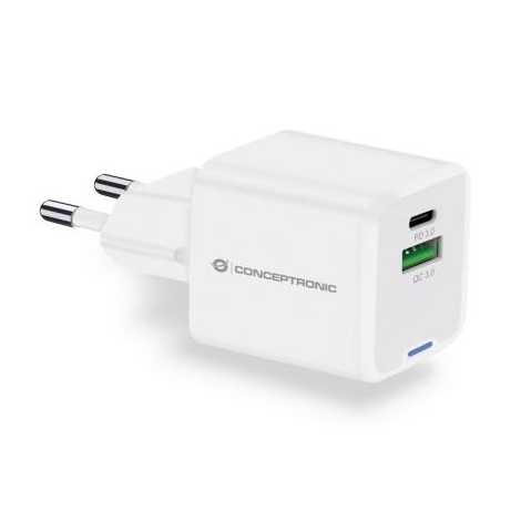 Cargador USB Conceptronic Althea 20W GAN USB + USB-C White