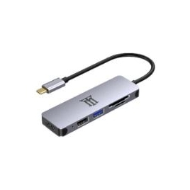 Puerto Replicador USB-C Maillon HDMI + USB 3.0 + USB 2.0 + SD + Micro SD Aluminio Silver