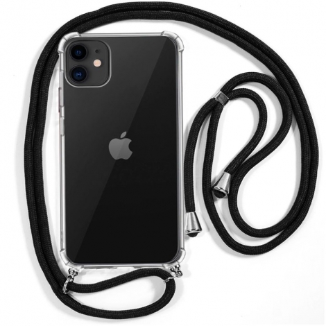 Funda Movil Back Cover Cool Silicona Transparente + Cordon Black iPhone 11