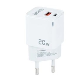 Cargador USB Tooq 20W USB + USB-C White para Casa