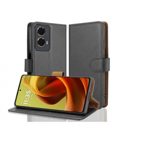 Funda Movil HT Flip Case Leather Black Motorola G85