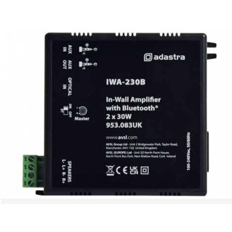 Amplificador Sonido Adastra Iwa230b Empotrable Bluetooth 2X230W Black
