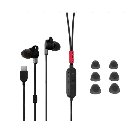 Auricular IN-EAR + MIC Lenovo GO ANC USB-C Black