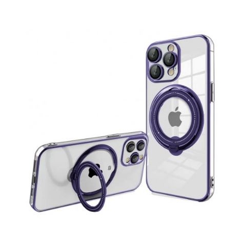 Funda Movil Back Cover Cool Magnetic Ring Transparente/Violet iPhone 15 PRO MAX
