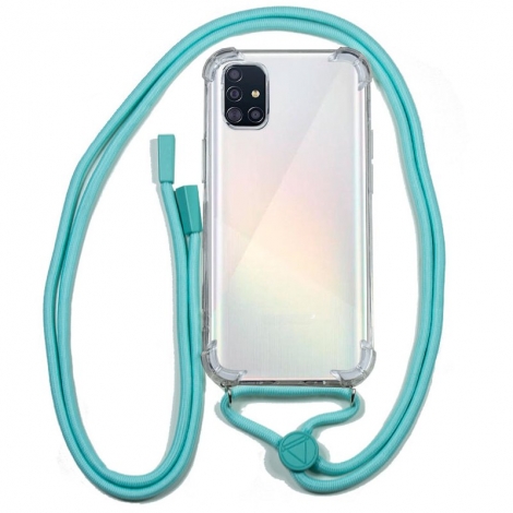 Funda Movil Back Cover Cool Silicona Transparente + Cordon Light Blue Samsung Galaxy A51 A515