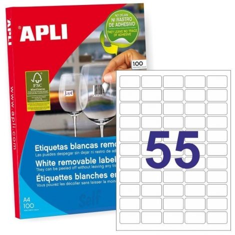 Caja Etiquetas 100H Apli Removibles 36.8X23.8 55U
