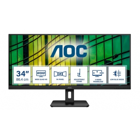 Monitor AOC 34" Wqhd ESSENTIAL-LINE Ultrawide 3440X1440 4ms 100HZ  2Xhdmi DP Black