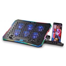 Base Refrigeradora NGS Hero Stand 6 Ventiladores Hasta 15.6" RGB Black