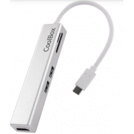 Puerto Replicador USB-C Coolbox HDMI + 2Xusb 3.0 + SD + Micro SD Silver