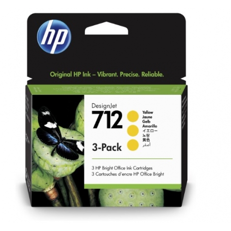 Cartucho HP 712 Yellow Designjet T230 T250 T630 T650 3 Pack