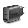 Cargador USB NGS ERA 20W GAN USB + USB-C Black