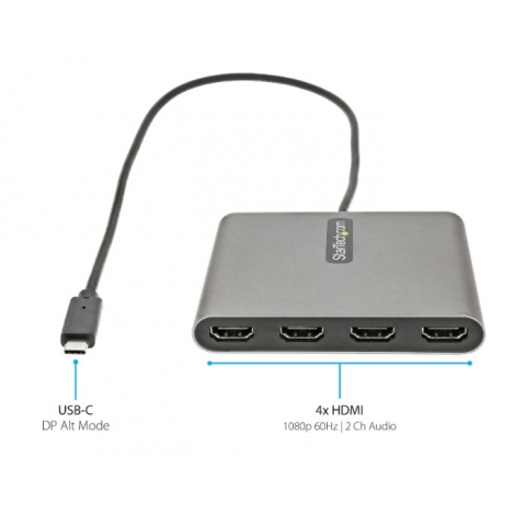 Adaptador Startech USB-C Macho / 4Xhdmi Hembra Solo Windows Silver