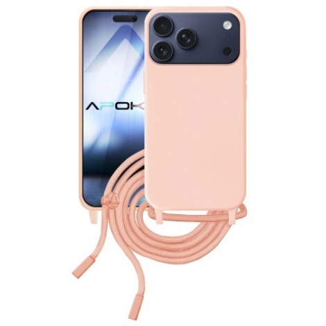Funda Movil Back Cover HT Silicona Pink + Cordon Black iPhone 17 PRO MAX