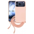 Funda Movil Back Cover HT Silicona Pink + Cordon Black iPhone 17 PRO MAX