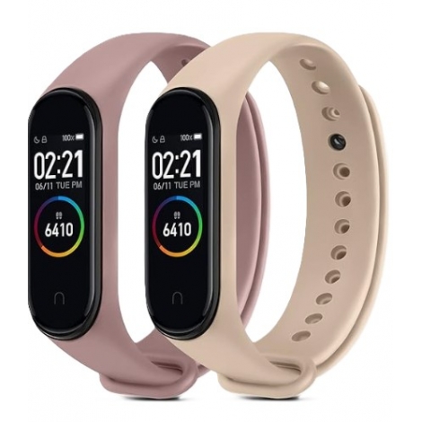 Correa HT para Xiaomi mi Band 3 / 4 / 5 / 6 Cream + Pink 2 Pack