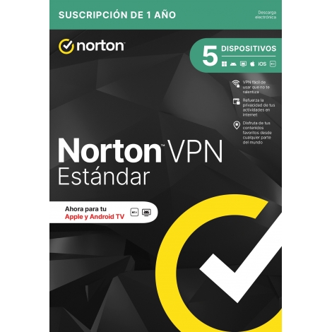 Norton VPN Standard 1 Usuario 5 Dispositivos 1 año Descarga