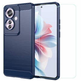Funda Movil Back Cover HT Fibra Carbono Blue Oppo Reno 11F 5G + Protector Cristal Templado